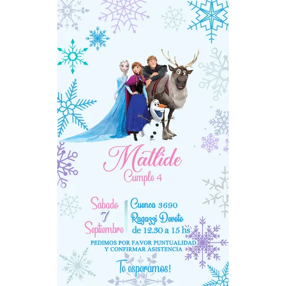 Invitación Tarjeta Digital Frozen Para Whatsapp 