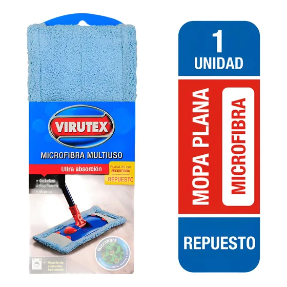 Repuesto Mopa Plana Microfibra 35cm Virutex