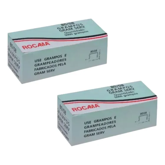 2 Cx Grampo Rocama 80/08mm Grampeador 80f E Pneumático