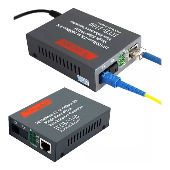 Convertidor De Medios Fibra Optica Multimodo Transceptor
