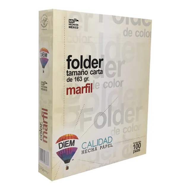 Folder Tamaño Carta Diem Pastel Marfil 01 Con 100 Piezas