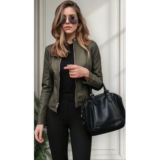 Chamarra De Cuero Pu De Moda Para Mujer De Otoño E Invierno