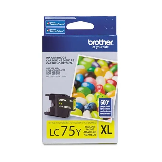 Tinta Brother Lc75y Amarillo 600 Páginas Alto Rendimiento