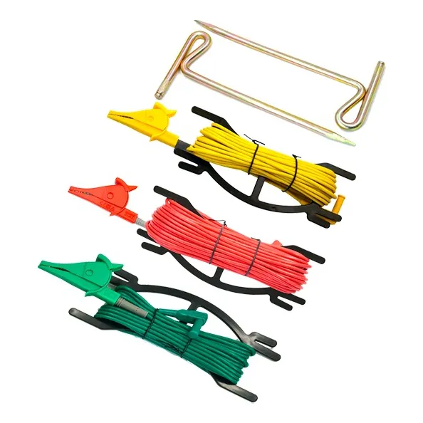 2 Pica Estaca + 3 Cables Con Cocodrilo Para Telurometro 