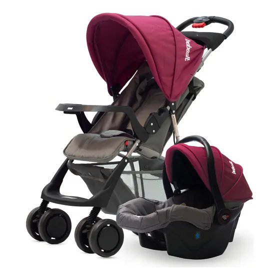 Cochecito Bebesit Travel System Con Huevito 1337 Eos Violeta Chasis Negro