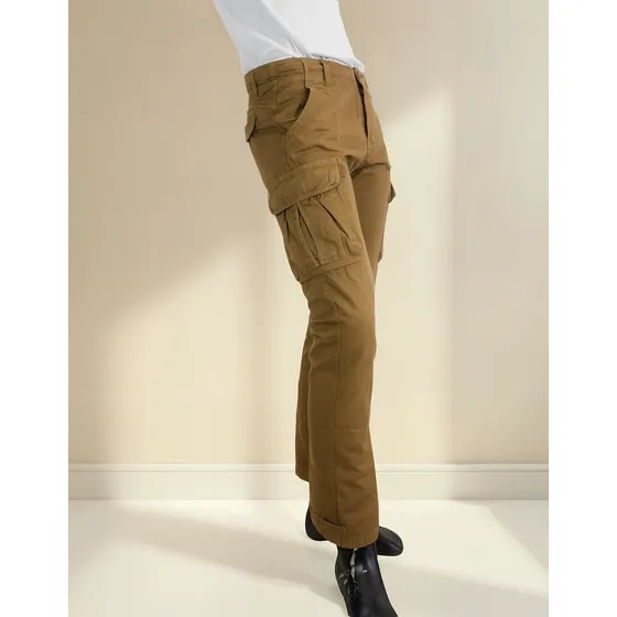 Pantalon Cargo Gabardina Camel