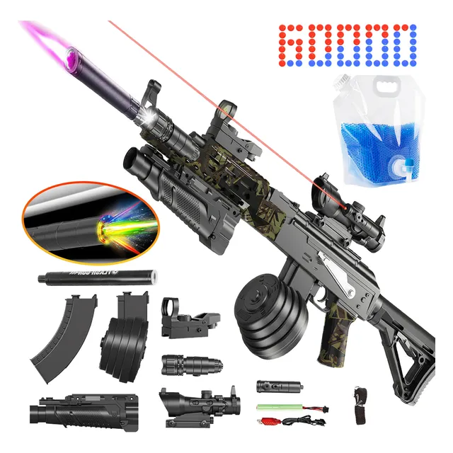 Pistola De Hidrogel Ak47 Lanzador Gel Automática Con Láser