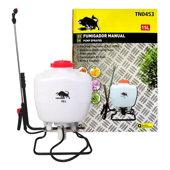 Pulverizador Rociador Fumigador 15 Litros Bomba Manual Color Blanco