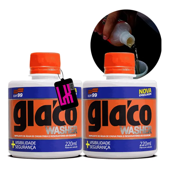Kit 2 Glaco Washer 220ml Soft99 Aditivo Repelente Água Chuva