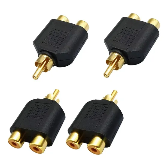 Conector Audio Video Plug Y 1 Macho Rca A 2 Hembra Rca 4 Pcs
