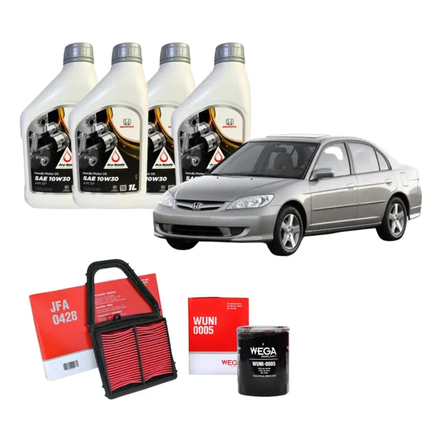 Kit Revisão Civic 1.7 2001 À 2005 Troca De Óleo Honda 10w30