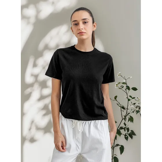 Polo Boxy Mujer 100% Algodón Peruano Cuello Redondo