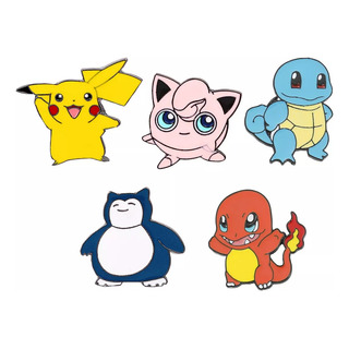 5 Pines Inspirados En Pokémon Con Broche Metálico 5 Pines Inspirados En Pokémon Con Broche Metálico