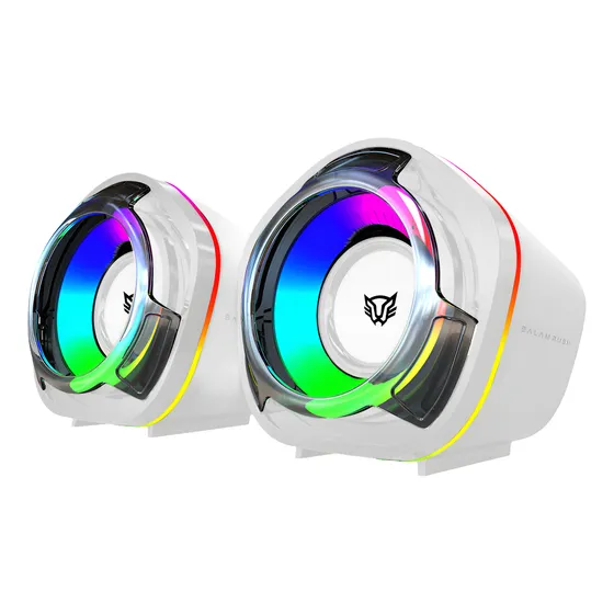 Bocinas Usb Gamer Glimm Penta Bg545 Bt 5.0 Rgb Azender Color Blanco