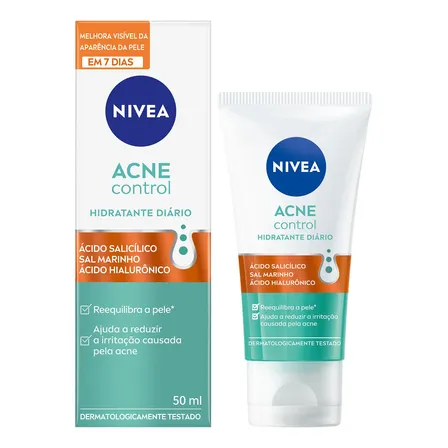 Nivea Hidratante Facial Diário Acne Control 50ml, Reequilibra A Pele, Reduz Irritações, Hidrata, Pele Com Tendência A Acne Oleosa Dia/noite