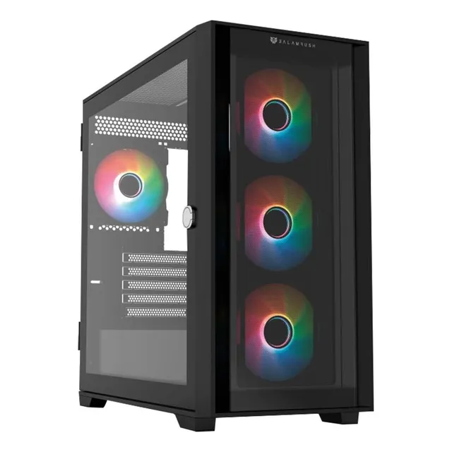 Gabinete Gamer Balam Rush Carbono Twin Mate 6000 M-atx Mini Torre 4 Fan Argb Cristal Templado Frente Intercambiable Usb-c Negro Br-938815