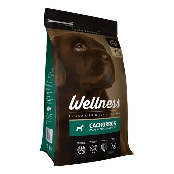 Alimento Seco Para Cachorros Wellness Salmón Vegetales Grain Free 15kg | Cuotas sin interés