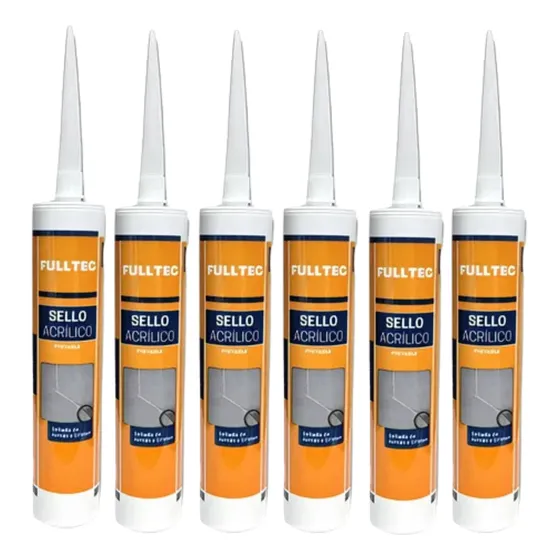 Sellador Acrílico Blanco Fulltec 300ml Pack 6 Unidades