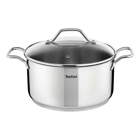 Cacerola 24cm Intuition Tefal Con Tapa de Vidrio Color Plateado