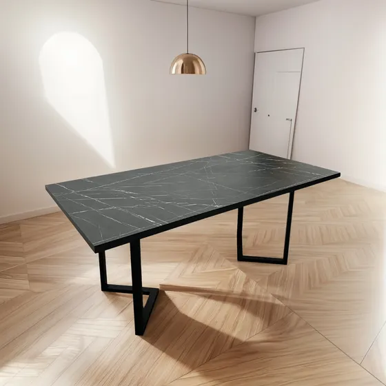 Mesa De Living Simil Marmol Moderna De Diseño Industrial