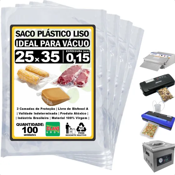 Saco Vácuo Profissional +grosso 25x35 100un (0.15)