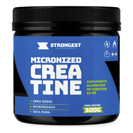 Creatina Monohidratada Micronizada Creatine 300g Strongest Sem Sabor