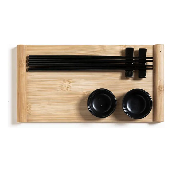Set De Sushi Para 2 P - 7 Piezas Bambú & Porcelana Sendai