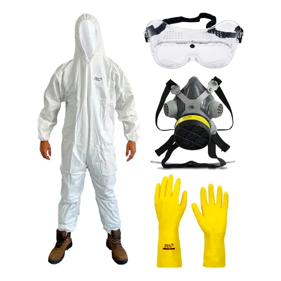 Kit Pintor Epi Macacão + Mascara + Oculos + Luva De Proteção