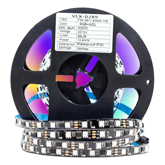 Fita Led Ws2811 Endereçável 5 Metros 300 Leds 12v Ip20 Vlx Luz Rgb Preta