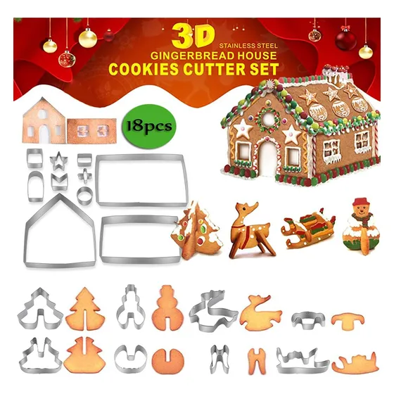 Cortador Galleta 3d Para Casa Navidad 18 Pieza Acero