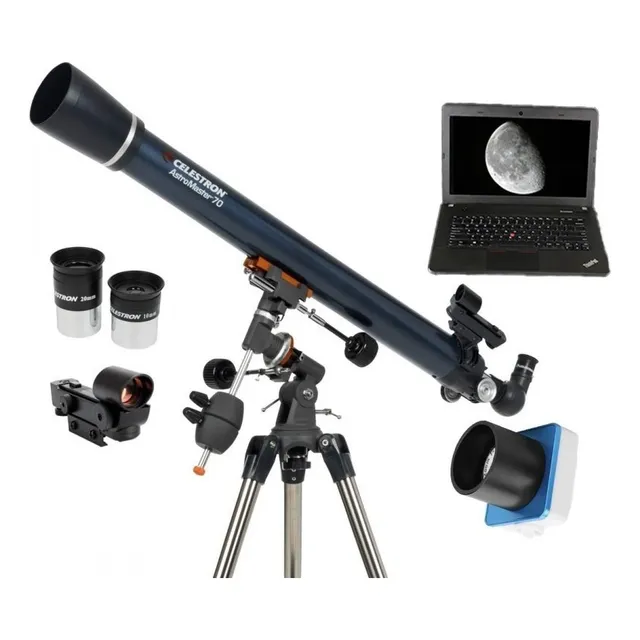 Telescopio Celestron Astromaster 70eq + Camara Color Azul