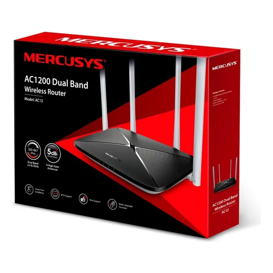 Router Wifi Mercusys Ac12 Doble Banda Ac1200 Fibra Óptica 