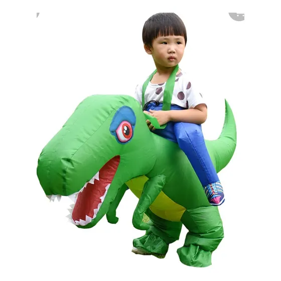 Disfraz De Dinosaurio Inflable + Jinete. Para Niños 90-130cm