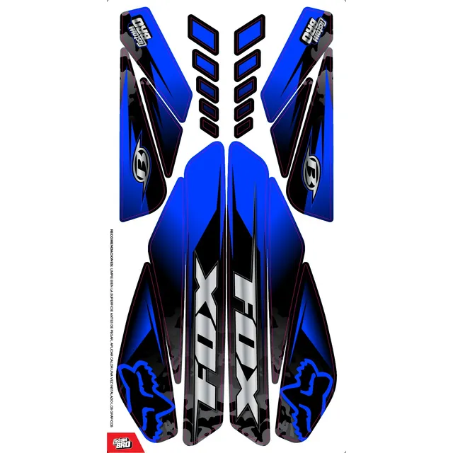 Kit Graficos Calcomania Fox Azul Para Moto Bera Sbr
