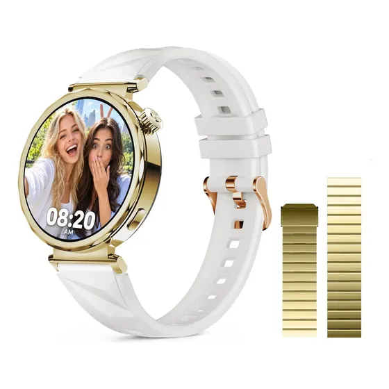 Smartwatch Feminino Aurafit Am23 Tela 1.32 Dourado-champanhe Dourado-champanhe Smartwatches Para Mulheres Dourado-champanhe/branco-pérola