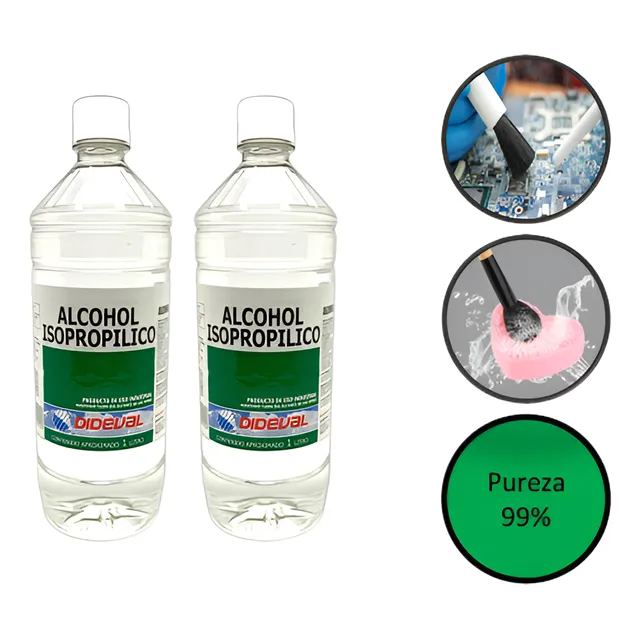 Alcohol Isopropilico 99.7% 1 Litro Dideval Pack X 2 Unidades