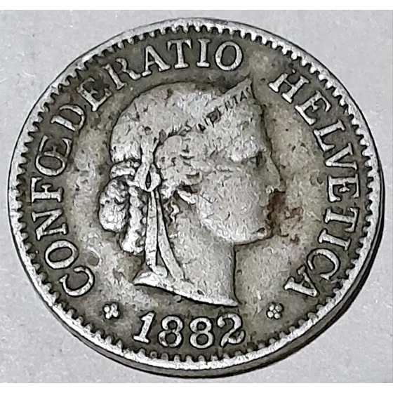 Moneda 10 Centavos Confederatio Helvetica Suiza 1882
