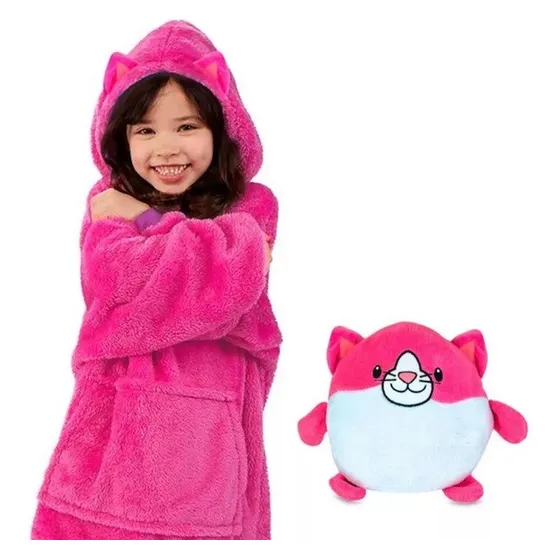 Peluche Convertible En Buzo Con Capucha Niños Suave Abrigado