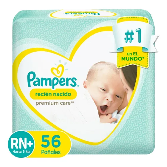 Pañales Premium Care RN+ 56 unidades Pampers