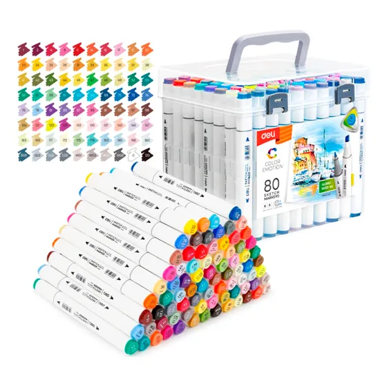 Marcador Profesional Doble Punta Deli Sketch X 80 Colores