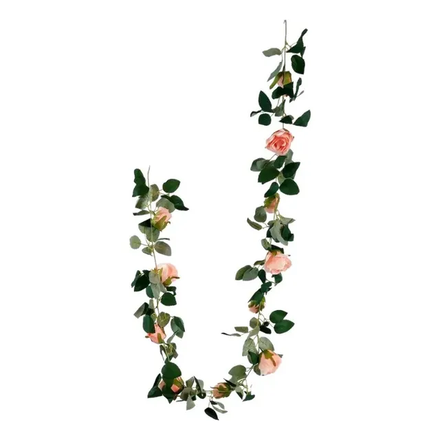 Flores Artificiales Secas Deco Guirnalda Hojas Rosas 180cm