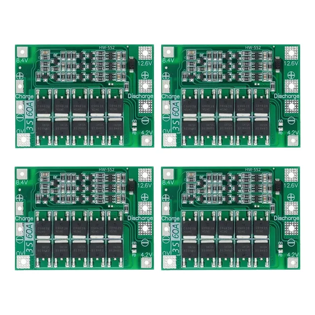 4 Pzas Módulo De Carga/ Descarga Bms 3 Baterías 12.6v 40a 3s