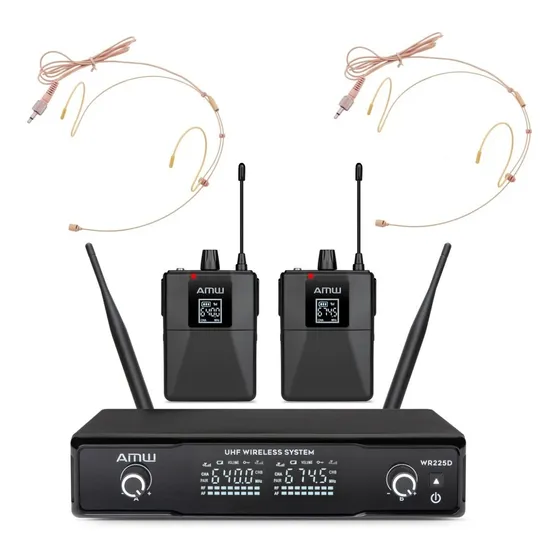 Amw Bu200 Microfone Sem Fio Duplo Digital Auricular + Case