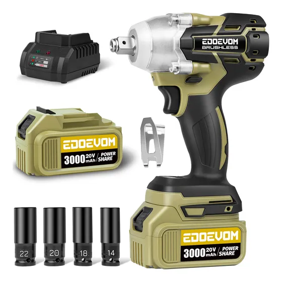 Llave De Impacto Inalámbrico Kit Sin Escobillas Edoevom 1/2'