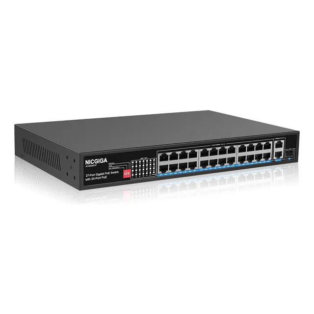 Nicgiga 24 Port Gigabit Poe Switch Con 24 Puertos Poe300w,