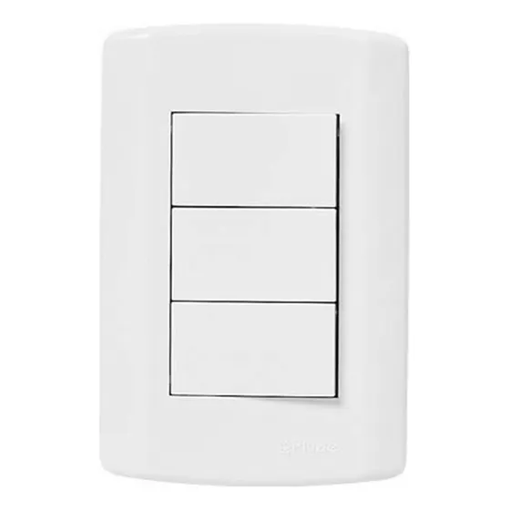Interruptor Triplo Paralelo Modular Three Way 3 Teclas Pluzi
