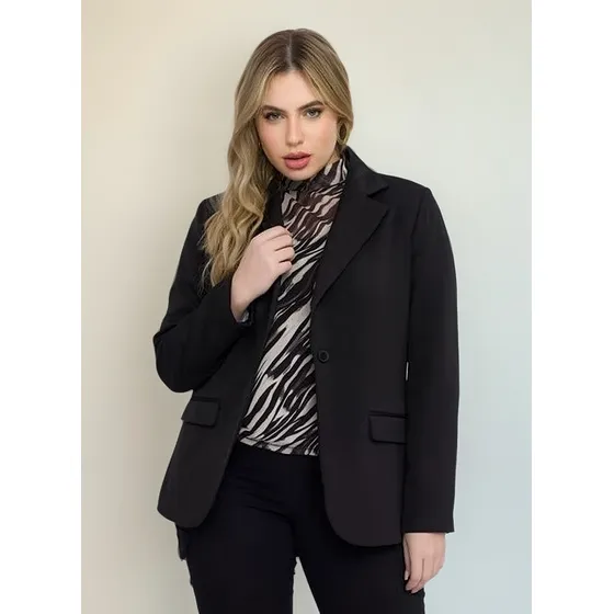 Blazer Feminino Sarjado Plus Size - Lisamour
