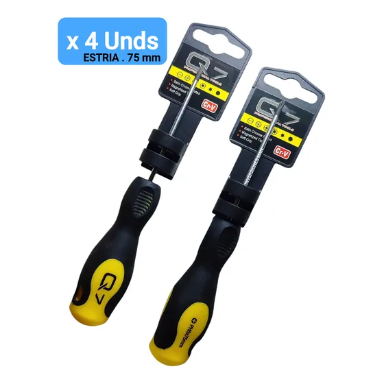 Destornillador Estria 3 PuLG Punta Magnética 75 Mm X 4 Unds