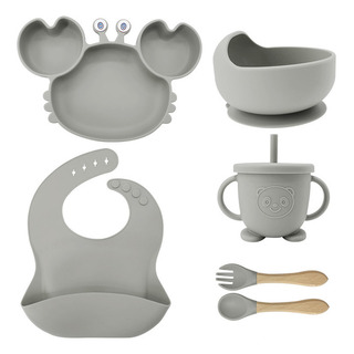 Plato De Silicona Para Bebés Con Forma De Cangrejo, Adecuado Plato De Silicona Para Bebés Con Forma De Cangrejo, Adecuado