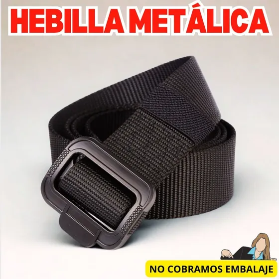 Correa Táctico Anillo Lona 5cm Negro Adulto
